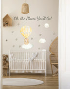 Baby Animal Inside Hot Air Balloon - Fabric Nursery Wall Art Decals, lifestyle image - House Of Avana