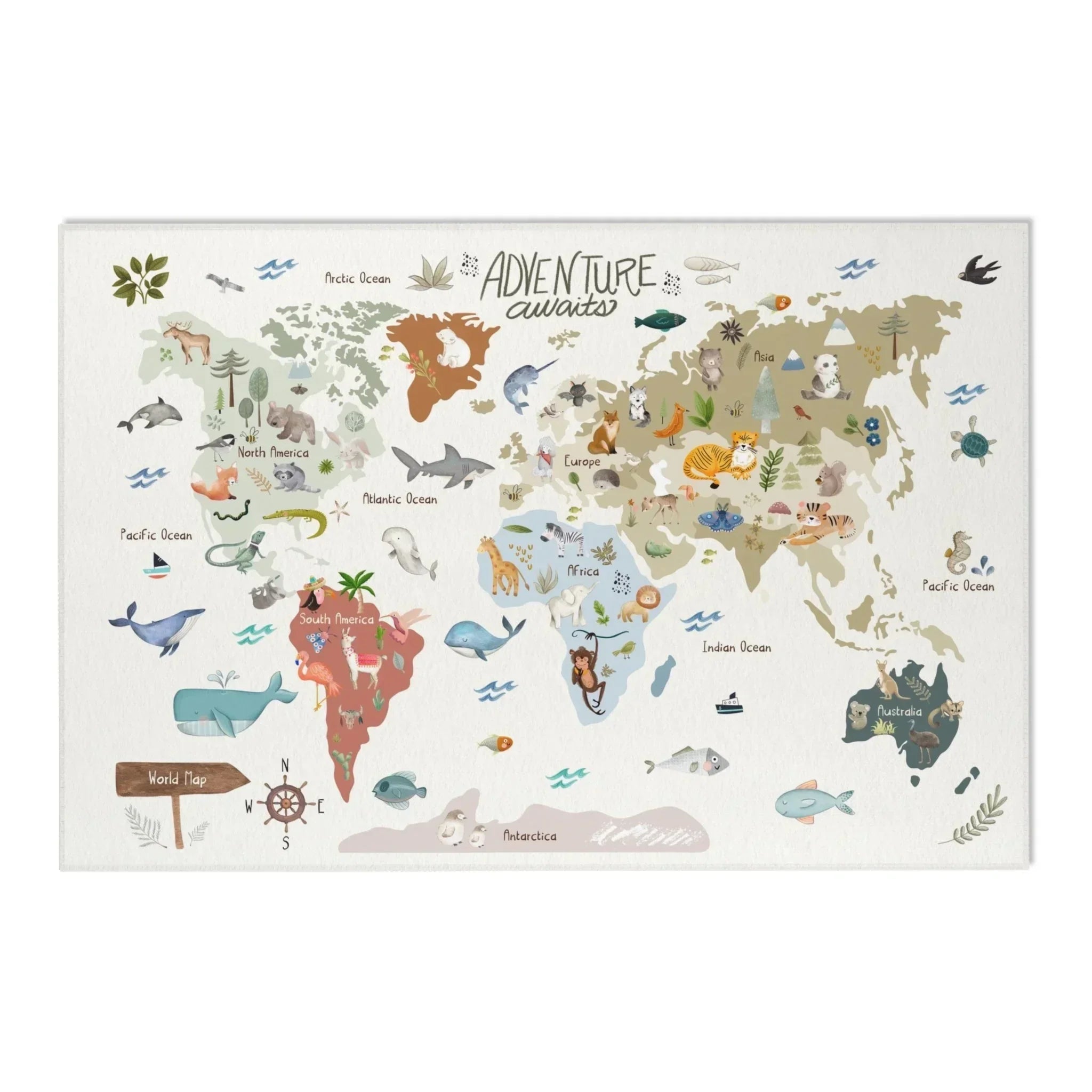Baby Animals Abc Rug / World Map Area Rug, product packaging - House Of Avana