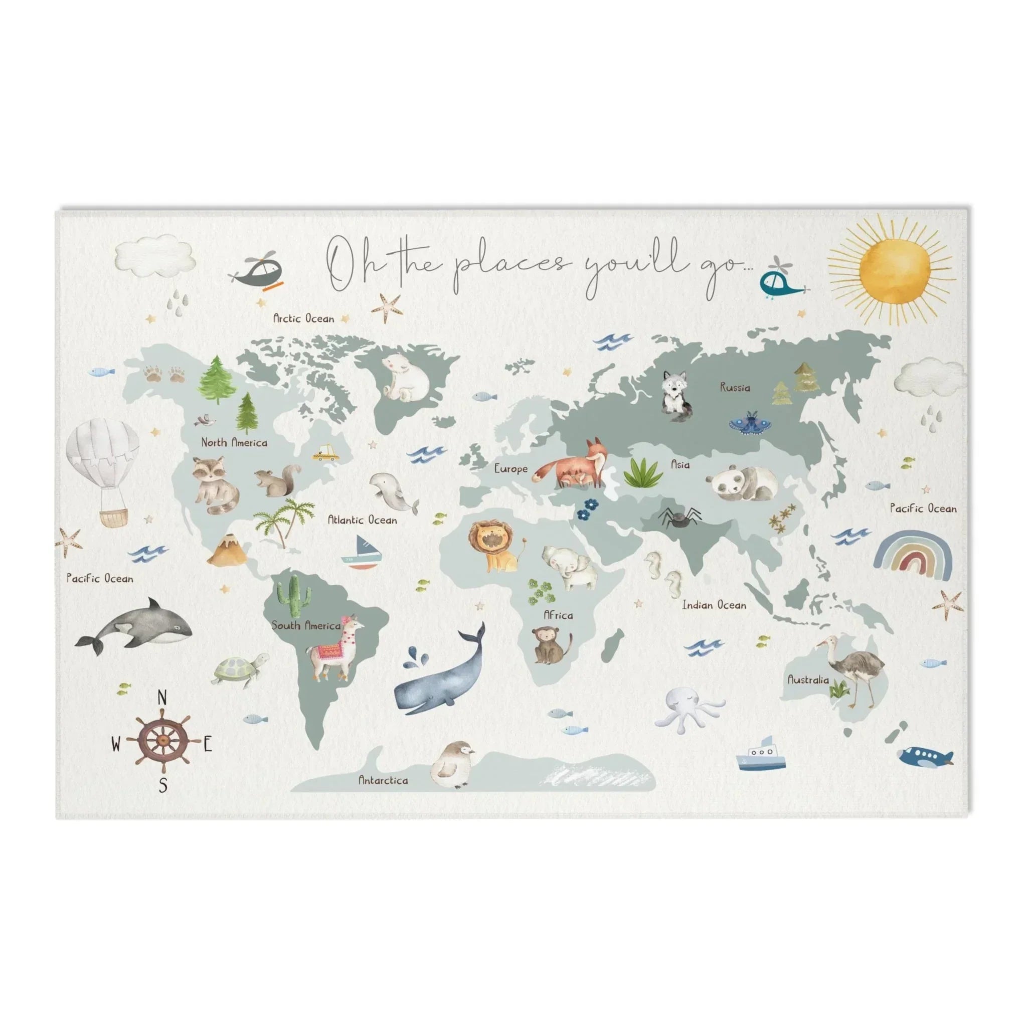 Baby Animals Abc Rug / World Map Area Rug, detail shot - House Of Avana
