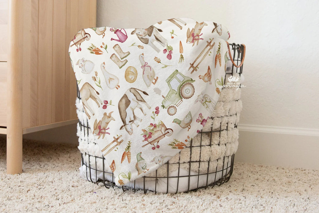 Baby Animals Farm - Vintage Baby Blanket, front view - House Of Avana