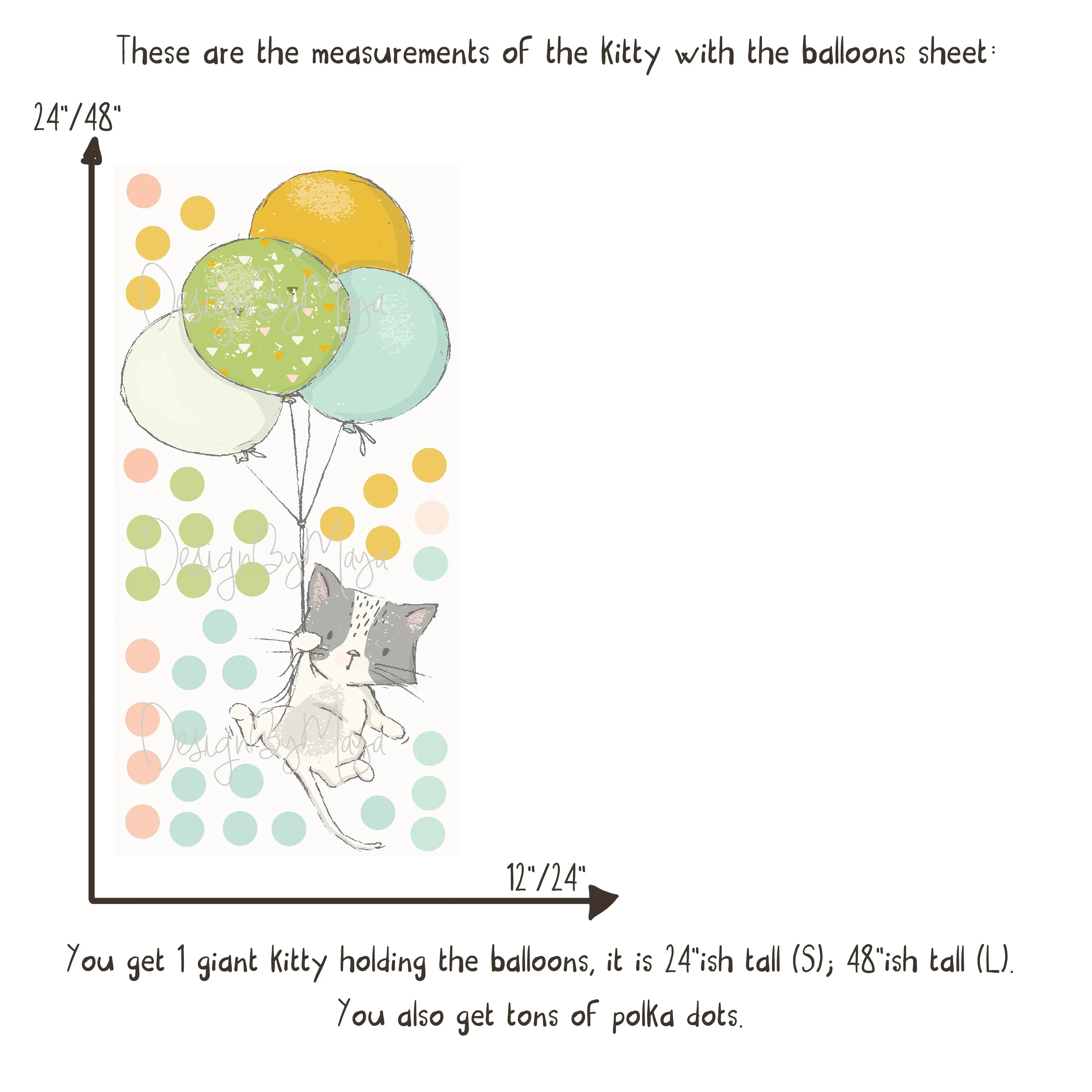 Baby Animals Inside Hot Air Balloons - Fabric Nursery Wall Art Decals, back view - House Of Avana