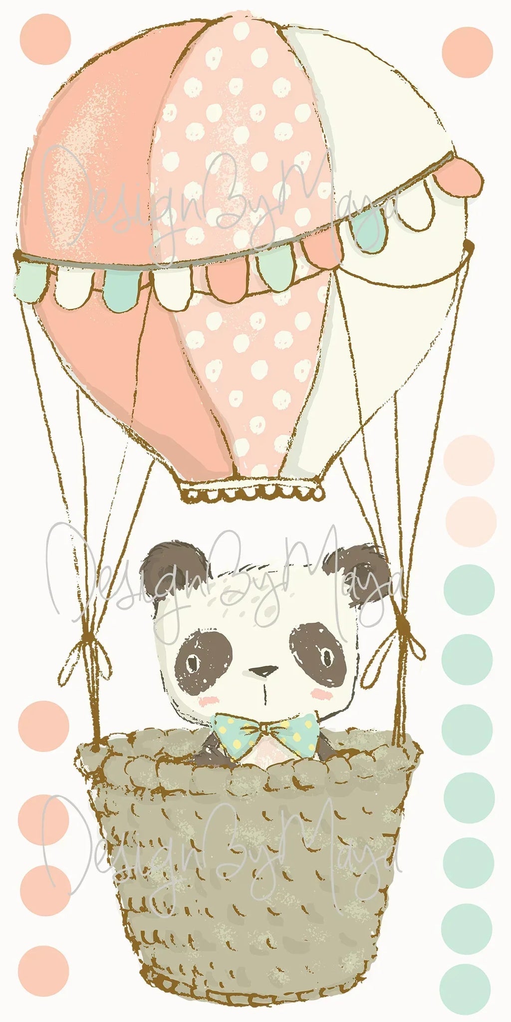 Baby Animals Inside Hot Air Balloons - Fabric Nursery Wall Art Decals, side view - House Of Avana