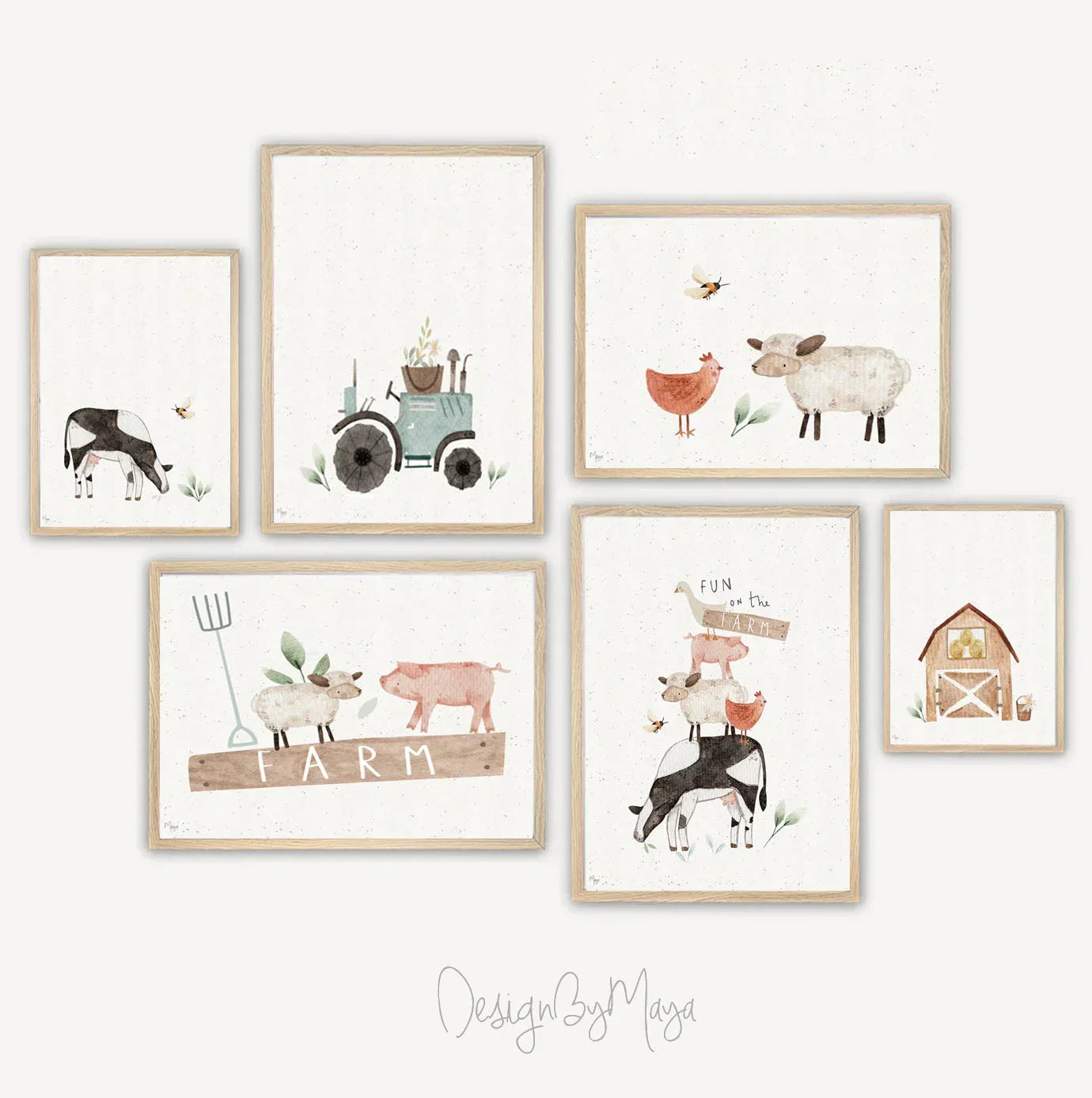 Baby Animals Prints - Luster Paper Nursery Wall Art Prints, side view - House Of Avana