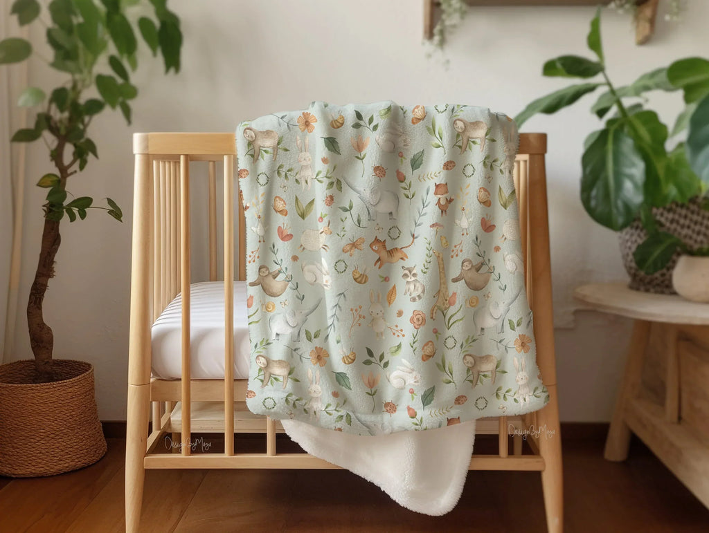 Baby Animals - Vintage Baby Blanket, front view - House Of Avana