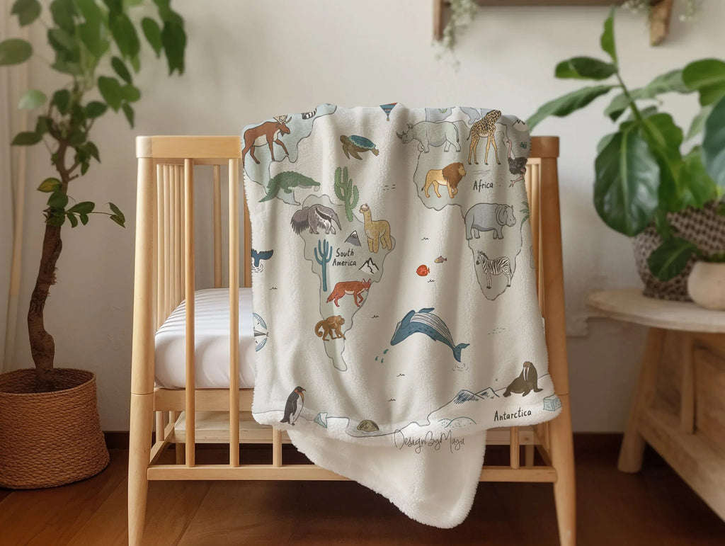 Baby Animals - Vintage Baby Blanket, back view - House Of Avana