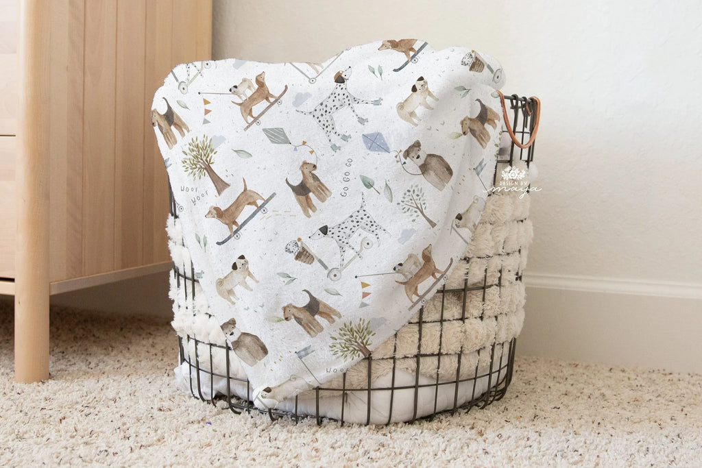 Baby Dogs - Vintage Baby Blanket, front view - House Of Avana