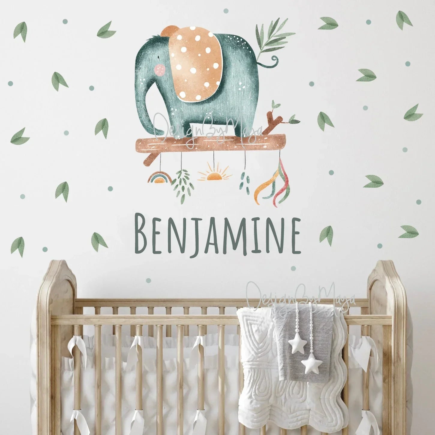 Baby Elephant - Fabric Nursery Wall Art Decals, front view - House Of Avana