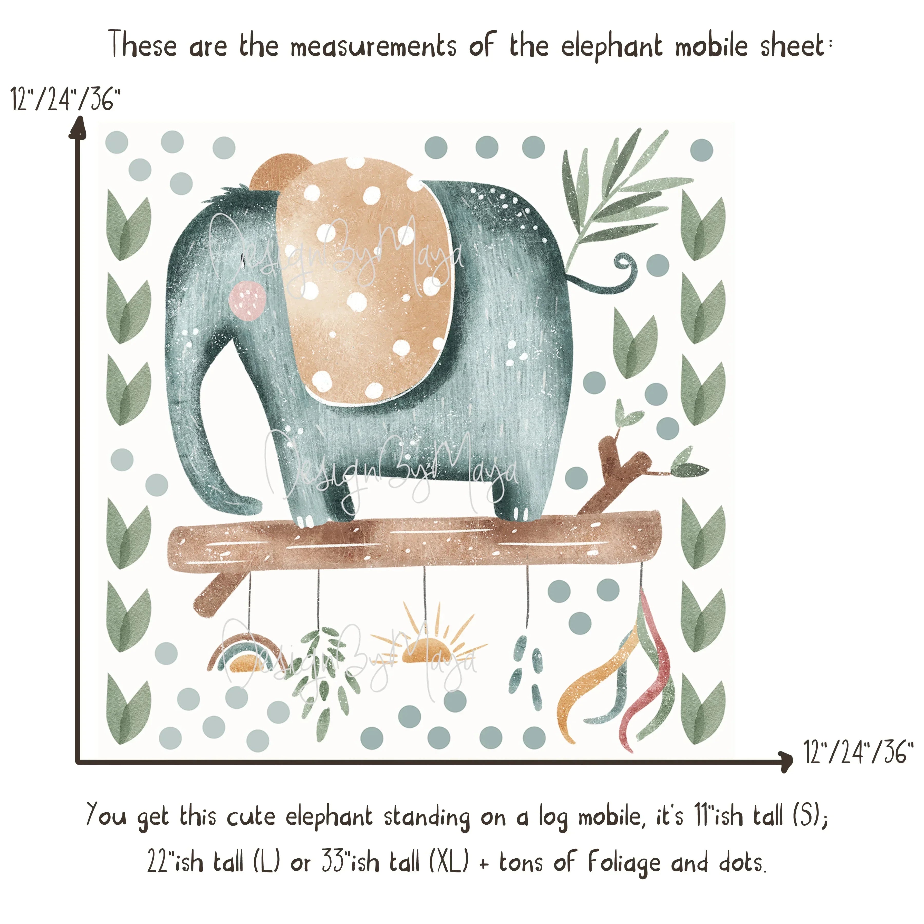 Baby Elephant - Fabric Nursery Wall Art Decals, detail shot - House Of Avana