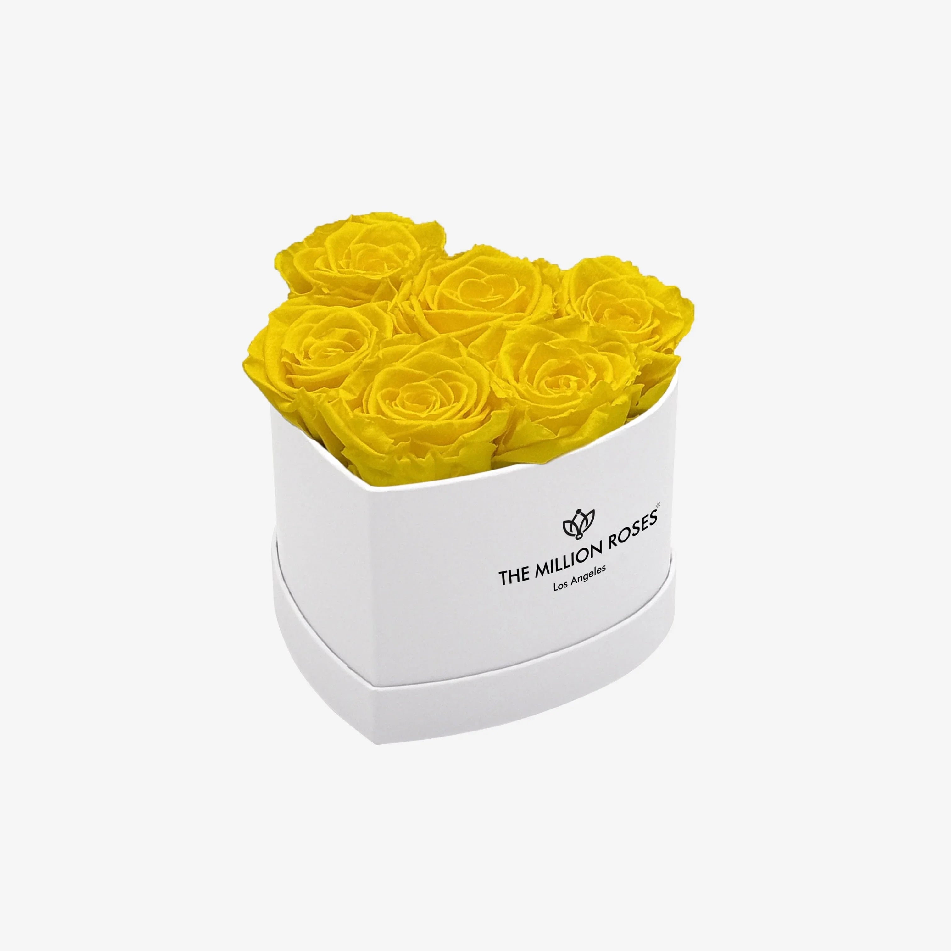 White wooden box with yellow roses, heart-shaped lid, distressed finish - House of Avana