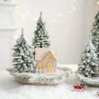 Mini Artificial Christmas Tree and House Set with Glowing Lights - Round Base, Battery-Powered, Ideal for Holiday Decorations, Winter Season, Christmas Tree Decorations, Best for Christmas, Perfect for Thanksgiving House Of Avana