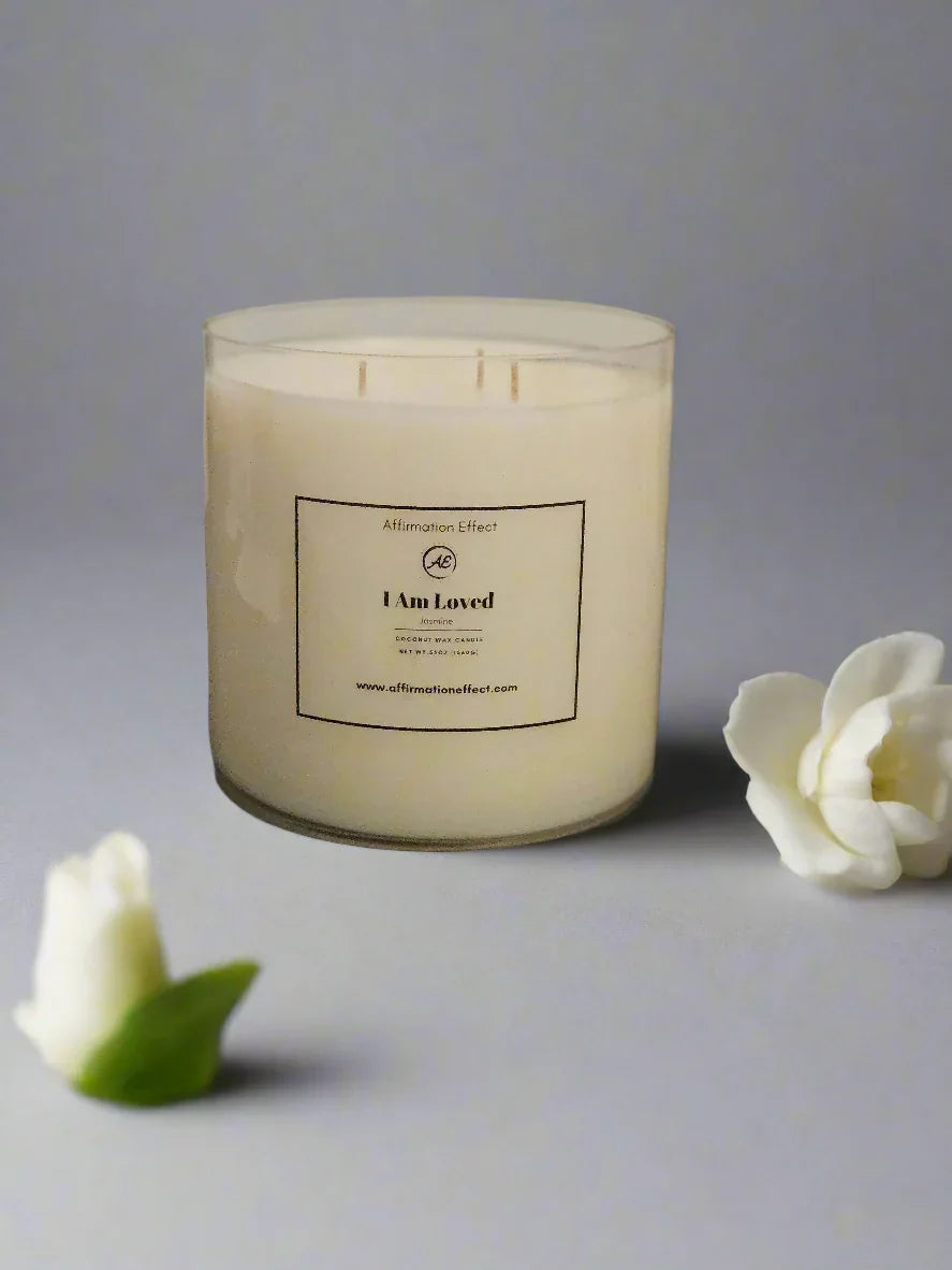 Jasmine "I Am Loved" Affirmation Candle - 60 oz Affirmation Effect