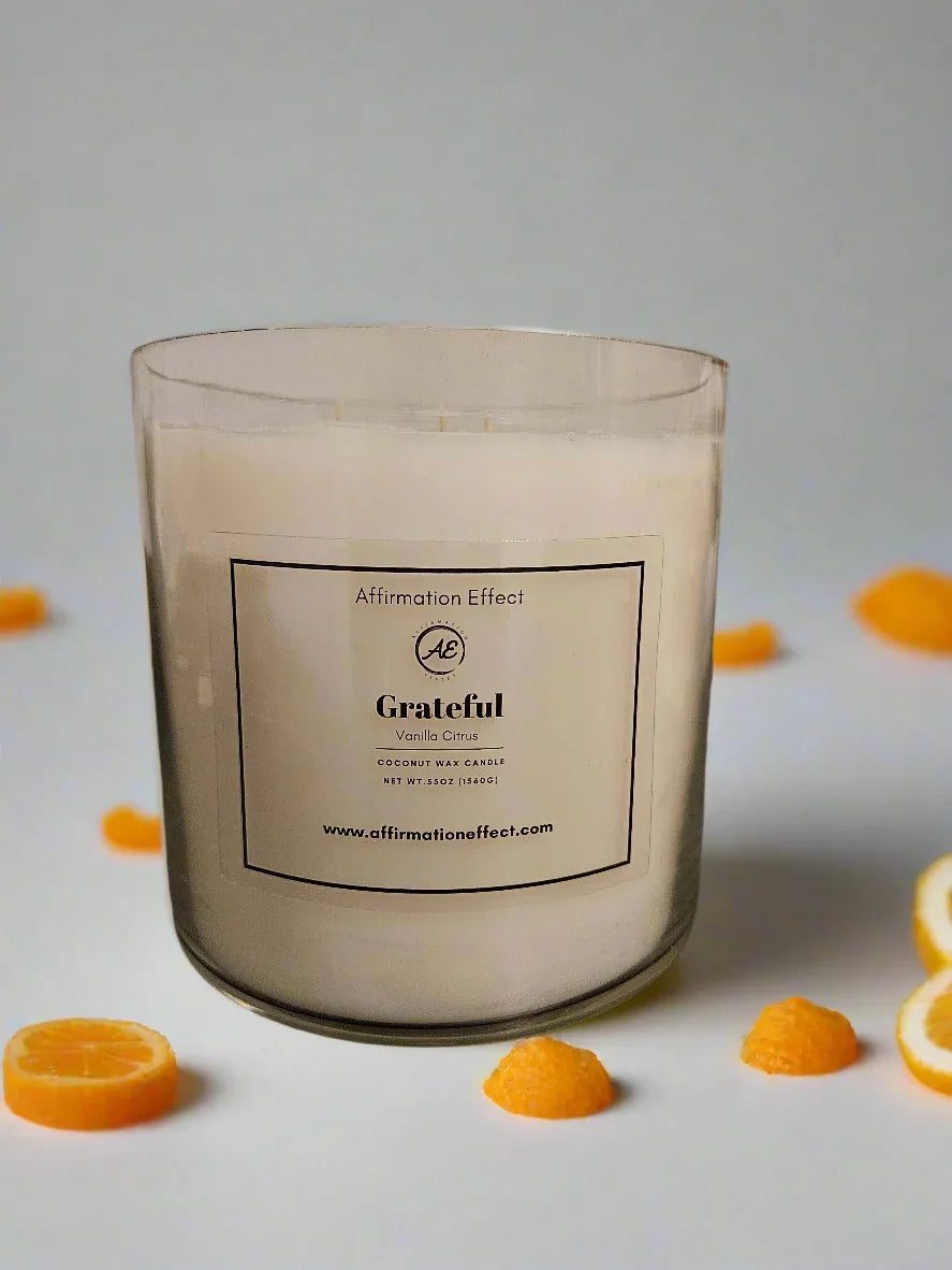 Vanilla Citrus Affirmation "Grateful" Candle - 60 oz Affirmation Effect