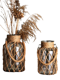 Hand Woven Hemp Rope Glass Vase