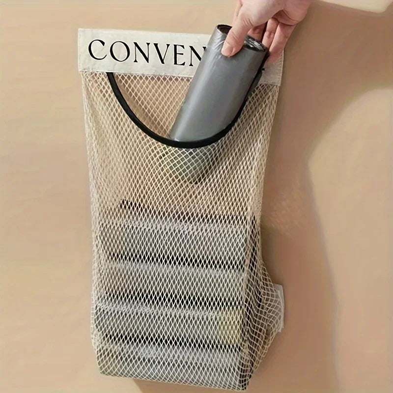 Bag Holder - Elastic Net Wallmounted, lifestyle image - House Of Avana