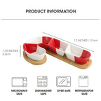 Bamboo Christmas Candy Cane Tray with Holiday Sweet Containers, top view - House Of Avana [[SKU:HOA-TRY-017]]