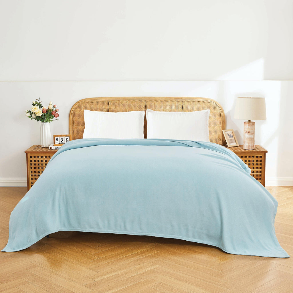 Bamboo Cotton Blanket, angled view - House Of Avana