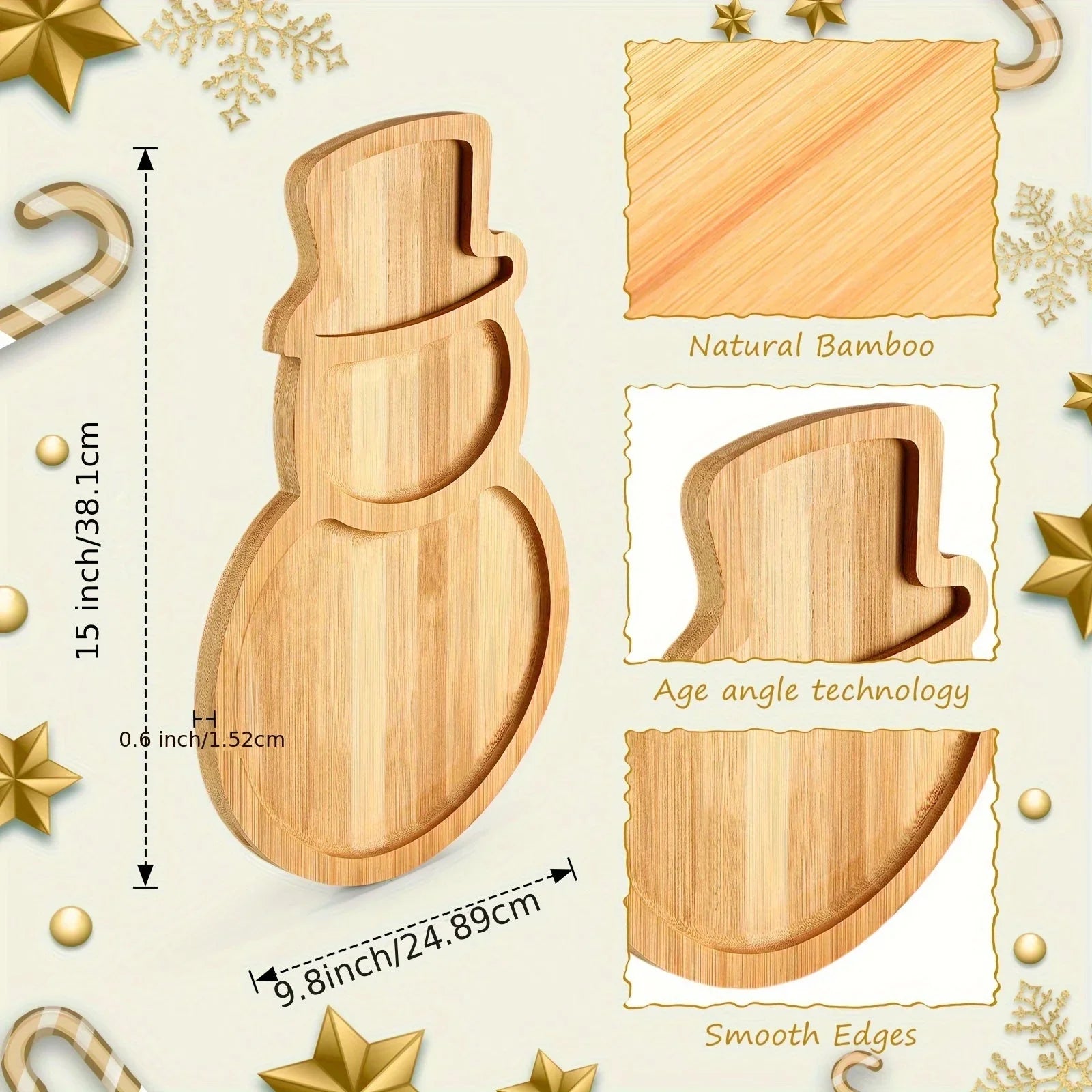 4pcs Christmas Bamboo Serving Platter 15 X 9.8 Inch Reusable Bamboo Plates Wooden Charcuterie Tray Funny Charcuterie Board Tree Serving Dish For Fruit Bread Cheese Xmas Gifts House Of Avana