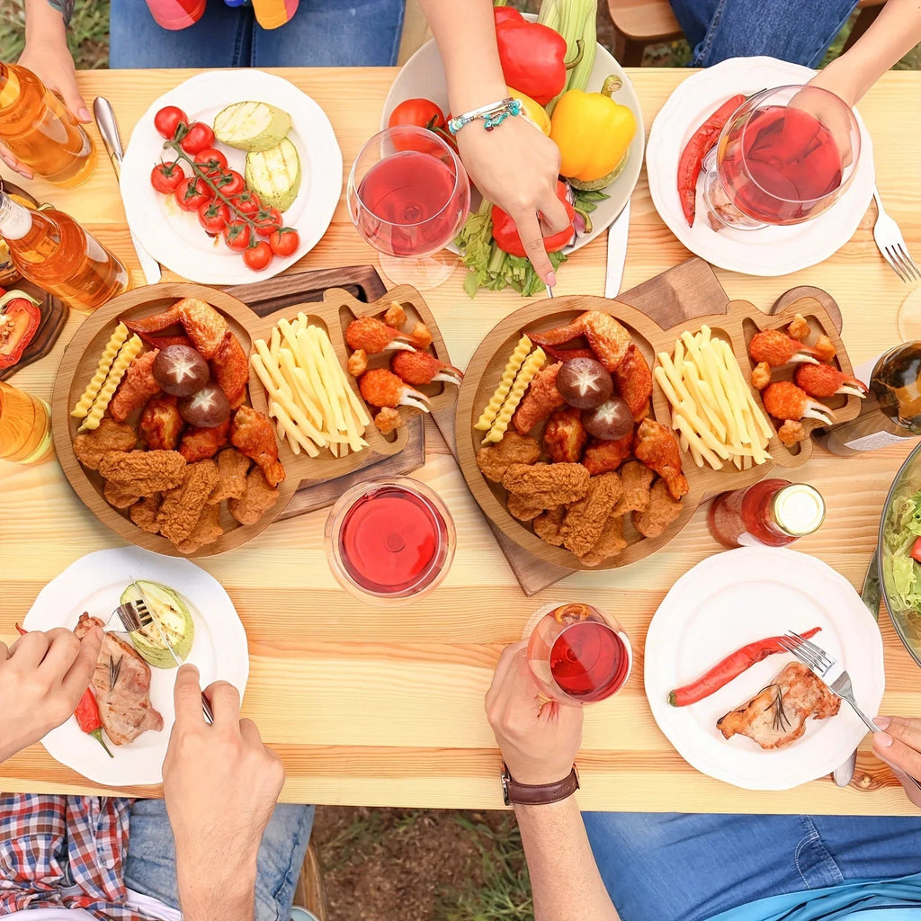 4pcs Christmas Bamboo Serving Platter 15 X 9.8 Inch Reusable Bamboo Plates Wooden Charcuterie Tray Funny Charcuterie Board Tree Serving Dish For Fruit Bread Cheese Xmas Gifts House Of Avana