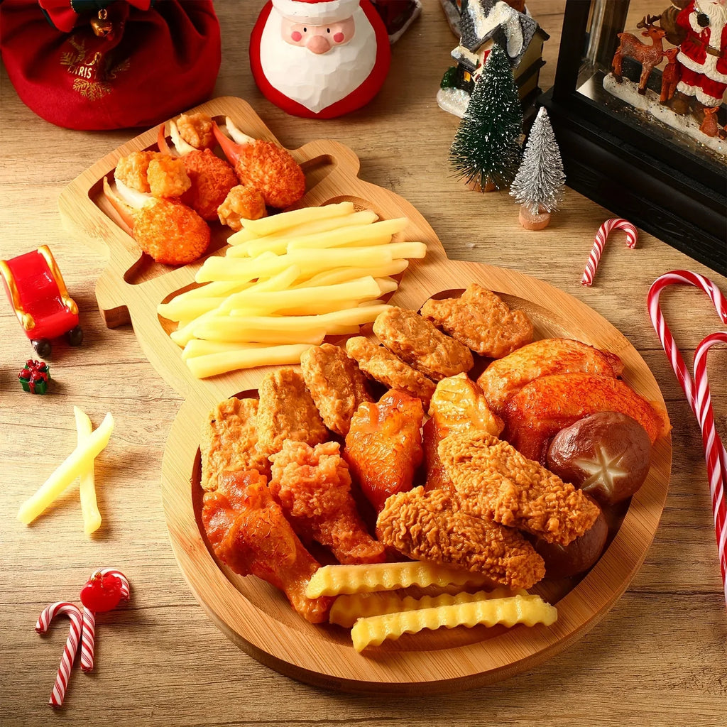 4pcs Christmas Bamboo Serving Platter 15 X 9.8 Inch Reusable Bamboo Plates Wooden Charcuterie Tray Funny Charcuterie Board Tree Serving Dish For Fruit Bread Cheese Xmas Gifts House Of Avana