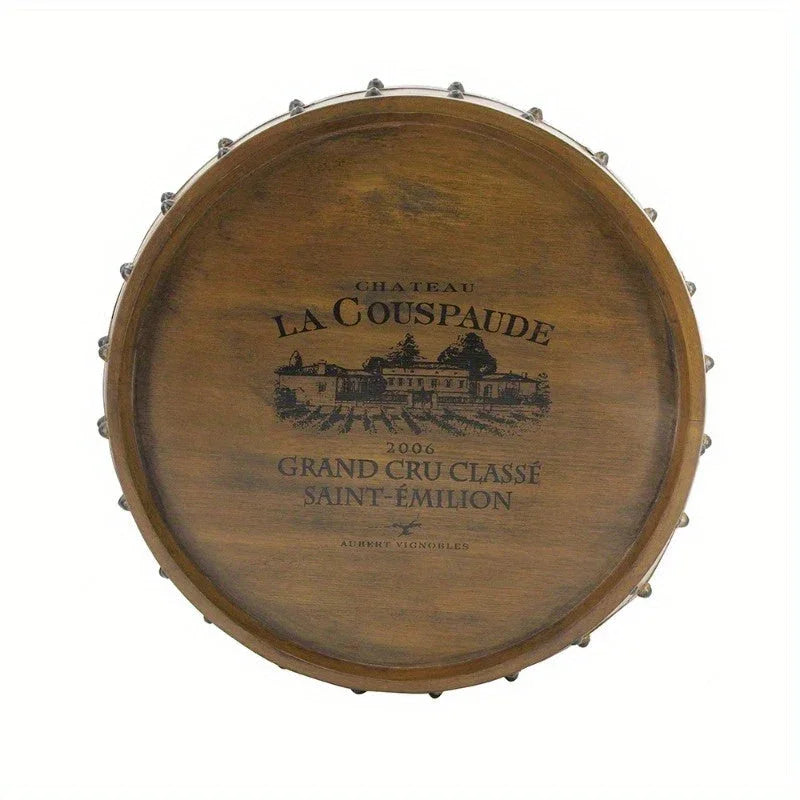 20.5x20.5x24" Rustic Napa Barrel Drum Side Table with Hinged Door & Interior Wine Rack - Fir Wood & Wrought Iron Accent Table for Farmhouse, Industrial, Shabby Chic Decor - Portable Multi-Use Furniture, Table for Living Room, House Of Avana