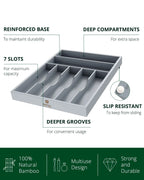 Basic Silverware Drawer Organizer, Gray, side view - House Of Avana