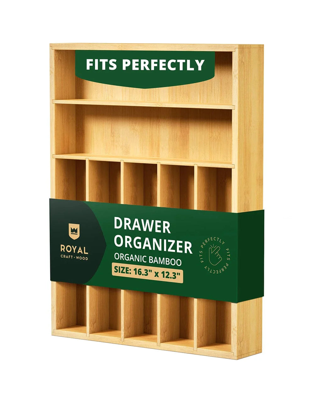 Basic Silverware Drawer Organizer, Natural, front view - House Of Avana