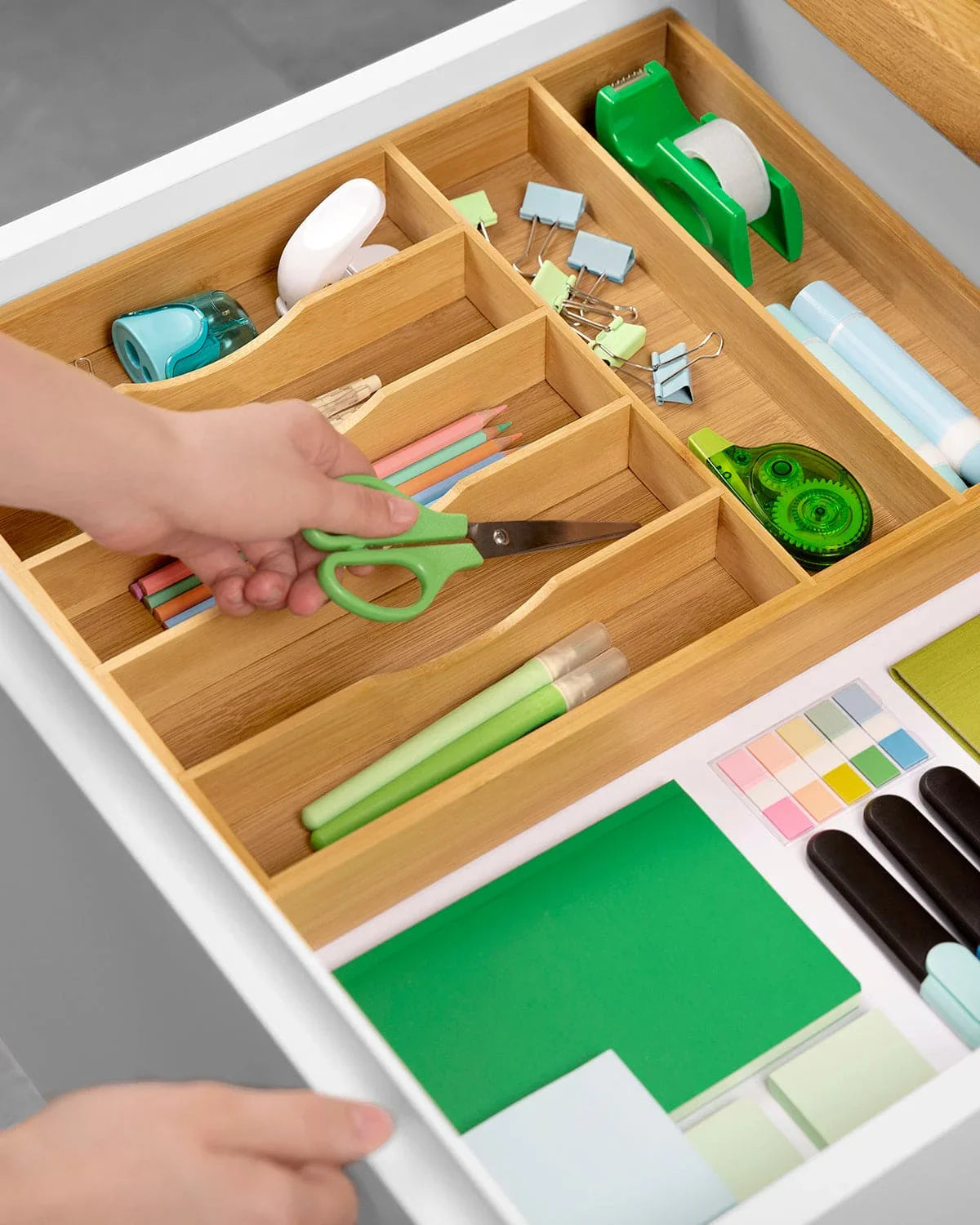 Basic Silverware Drawer Organizer, Natural, detail shot - House Of Avana