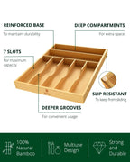 Basic Silverware Drawer Organizer, Natural, angled view - House Of Avana