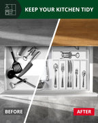 Basic Silverware Drawer Organizer, White, side view - House Of Avana