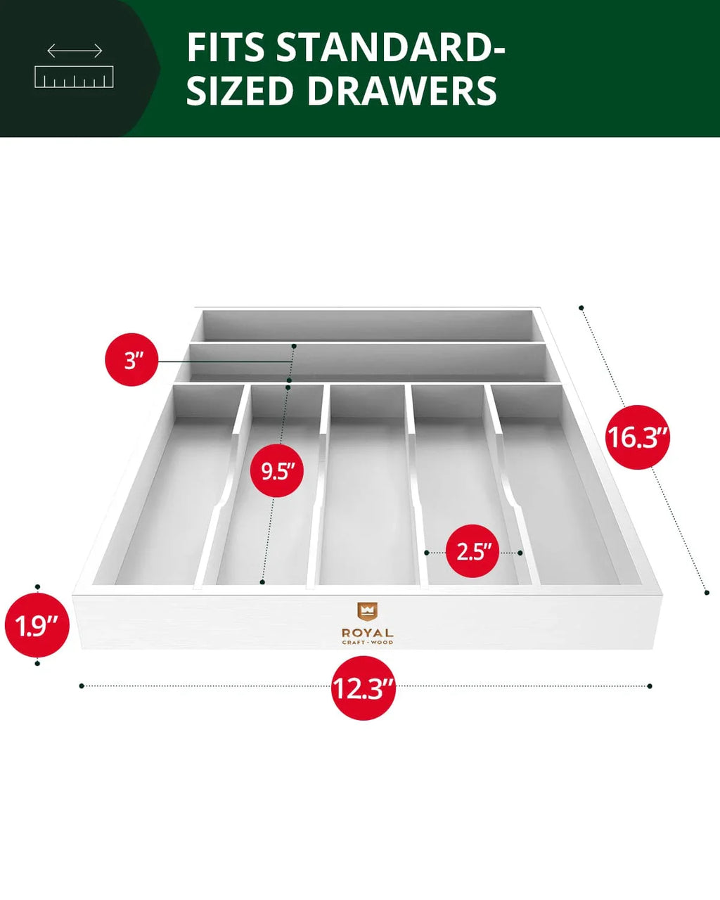 Basic Silverware Drawer Organizer, White, lifestyle image - House Of Avana