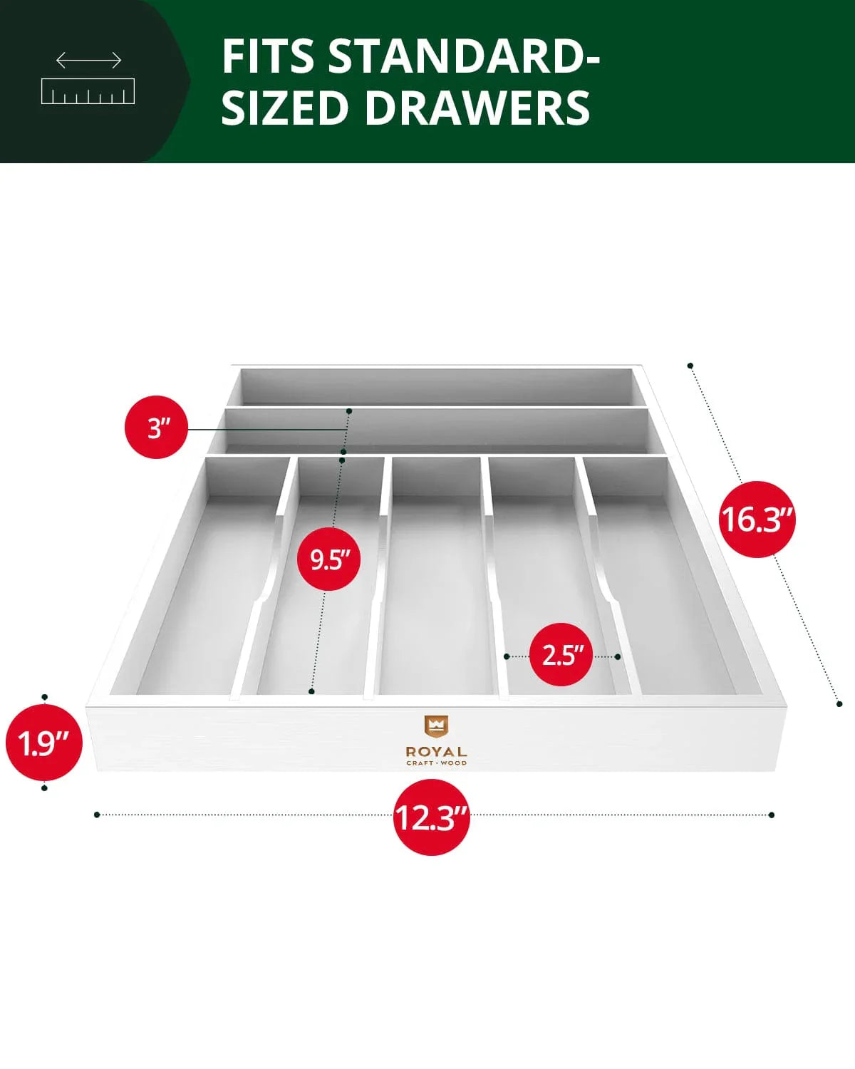 Basic Silverware Drawer Organizer, White, lifestyle image - House Of Avana