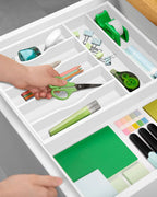 Basic Silverware Drawer Organizer, White, angled view - House Of Avana