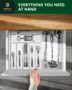 Basic Silverware Drawer Organizer, White, angled view - House Of Avana
