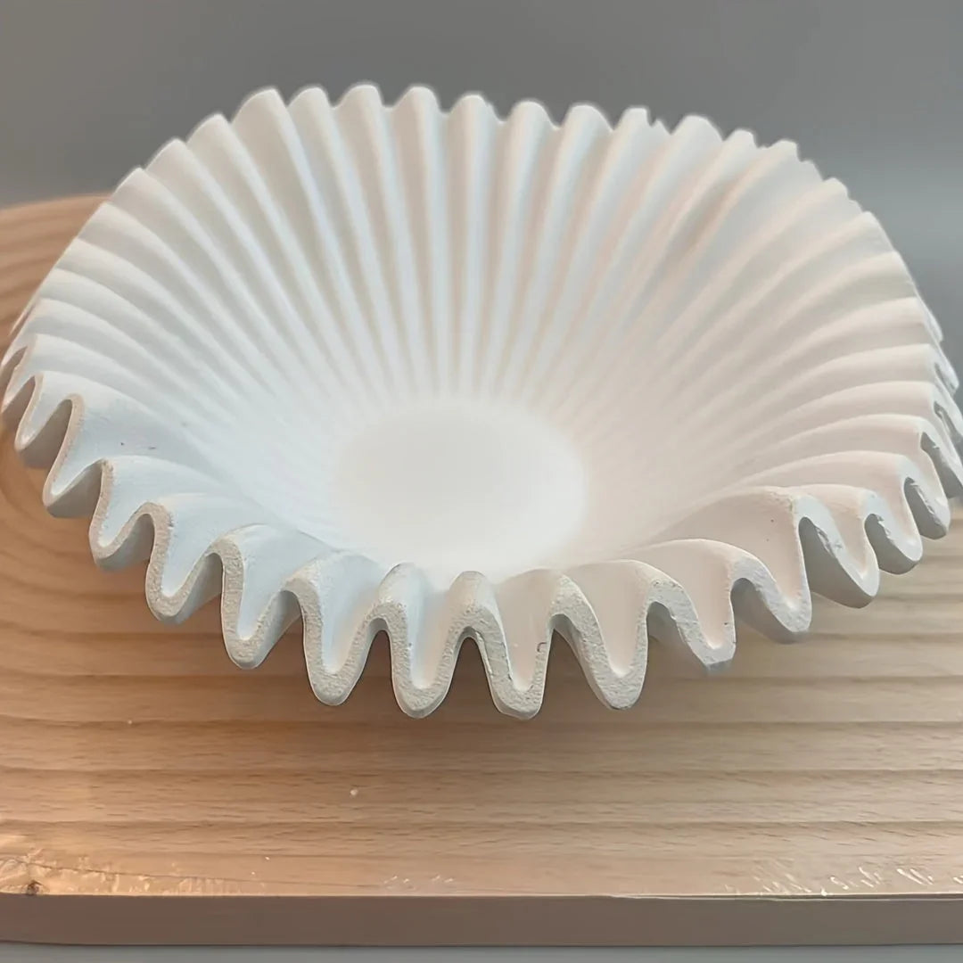 Elegant European-style Marble-resin Tabletop Storage Basket, Modern Wave Design, Multi-functional... - House Of Avana