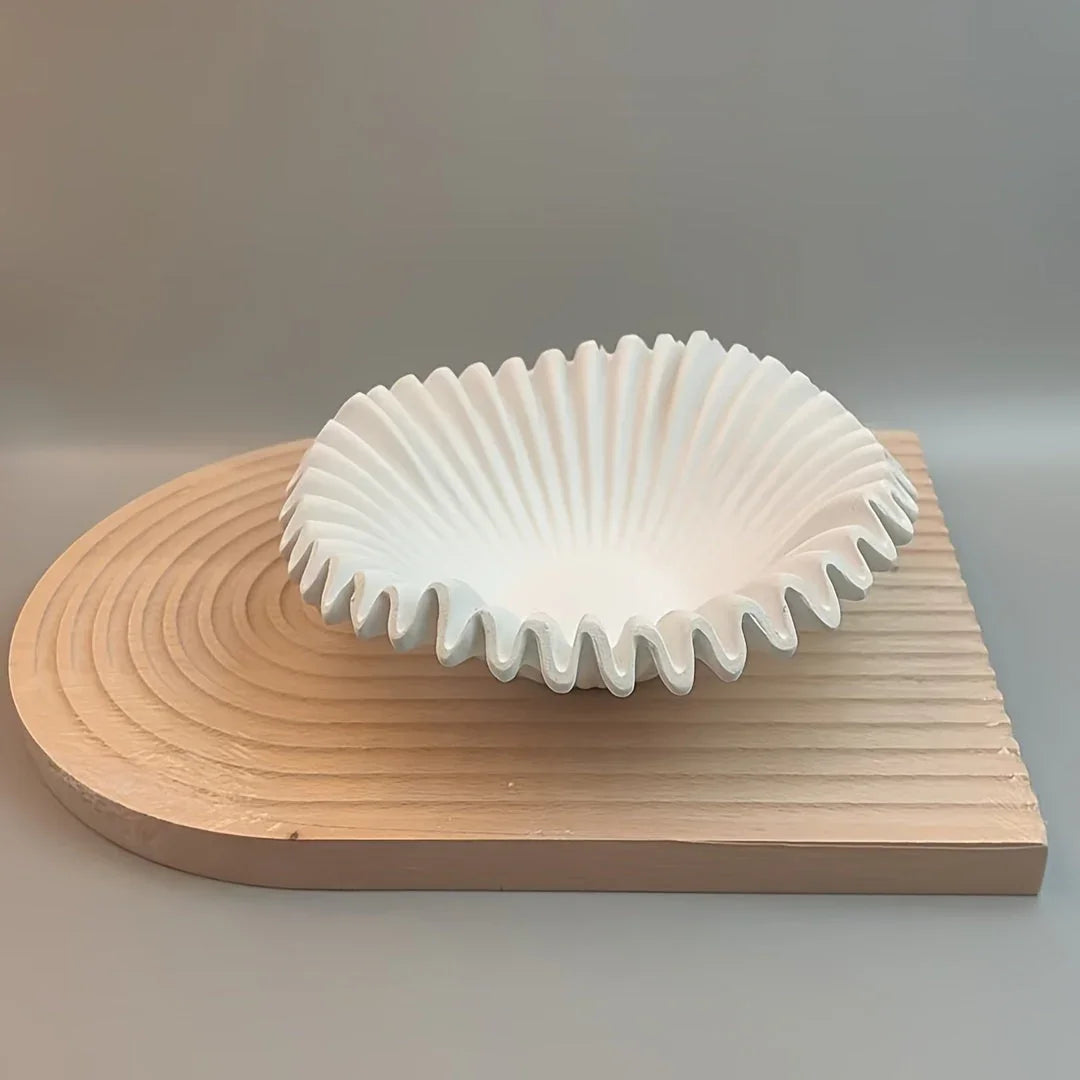 Elegant European-style Marble-resin Tabletop Storage Basket, Modern Wave Design, Multi-functional... - House Of Avana