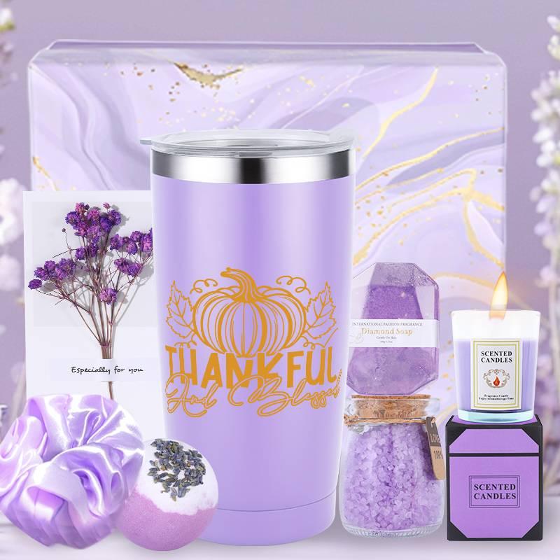 S Lavender Scented Spa Gift Basket Set for Women - Luxury Self-care Kit with 8-hour Burn Time Soy Wax S,... - House Of Avana
