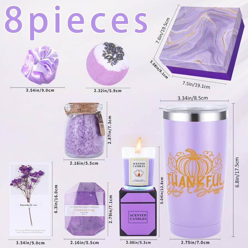 S Lavender Scented Spa Gift Basket Set for Women - Luxury Self-care Kit with 8-hour Burn Time Soy Wax S,... - House Of Avana