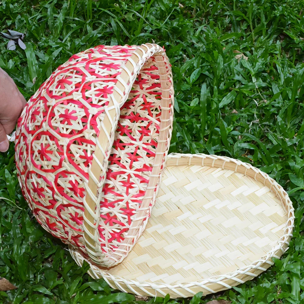 Handmade Bamboo Dining Cover, Hollow Woven Storage Basket, Household Kitchen Table Cover, Multi-layer... - House Of Avana