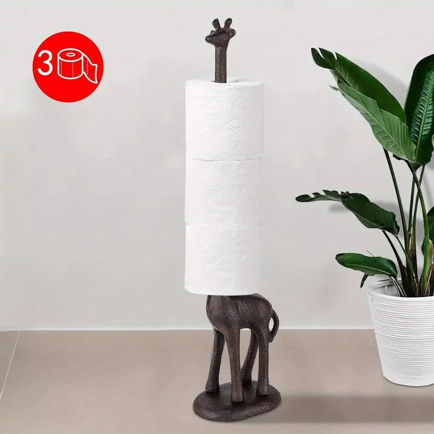 Bathroom Cast Iron Animal Toilet Paper Holders Free Standing Novelty Roll Holders, back view - House Of Avana