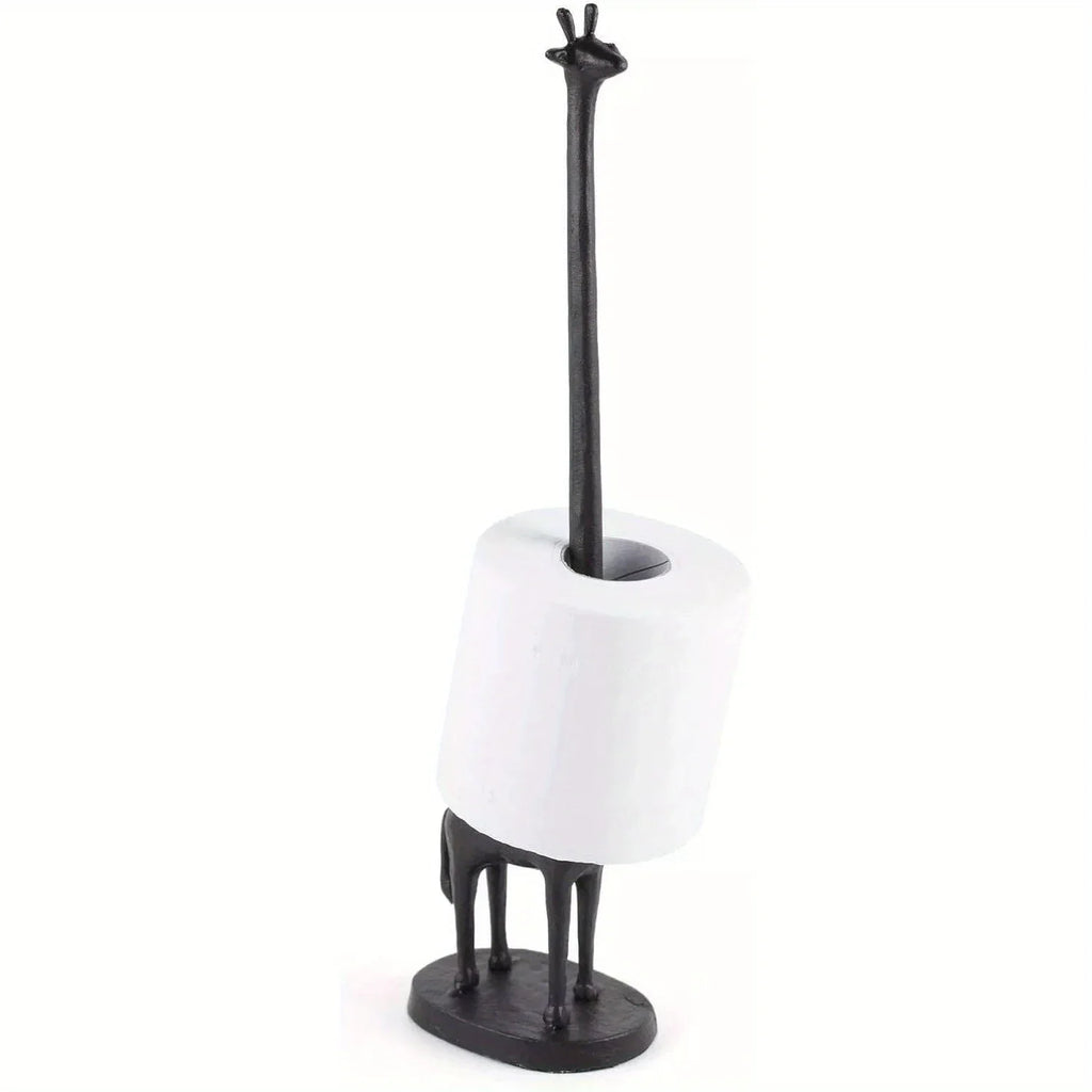 Bathroom Cast Iron Animal Toilet Paper Holders Free Standing Novelty Roll Holders, side view - House Of Avana