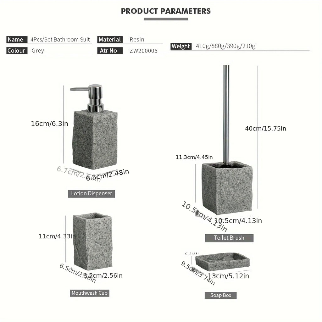 Classic Granite Rock Effect Bathroom Set - House Of Avana