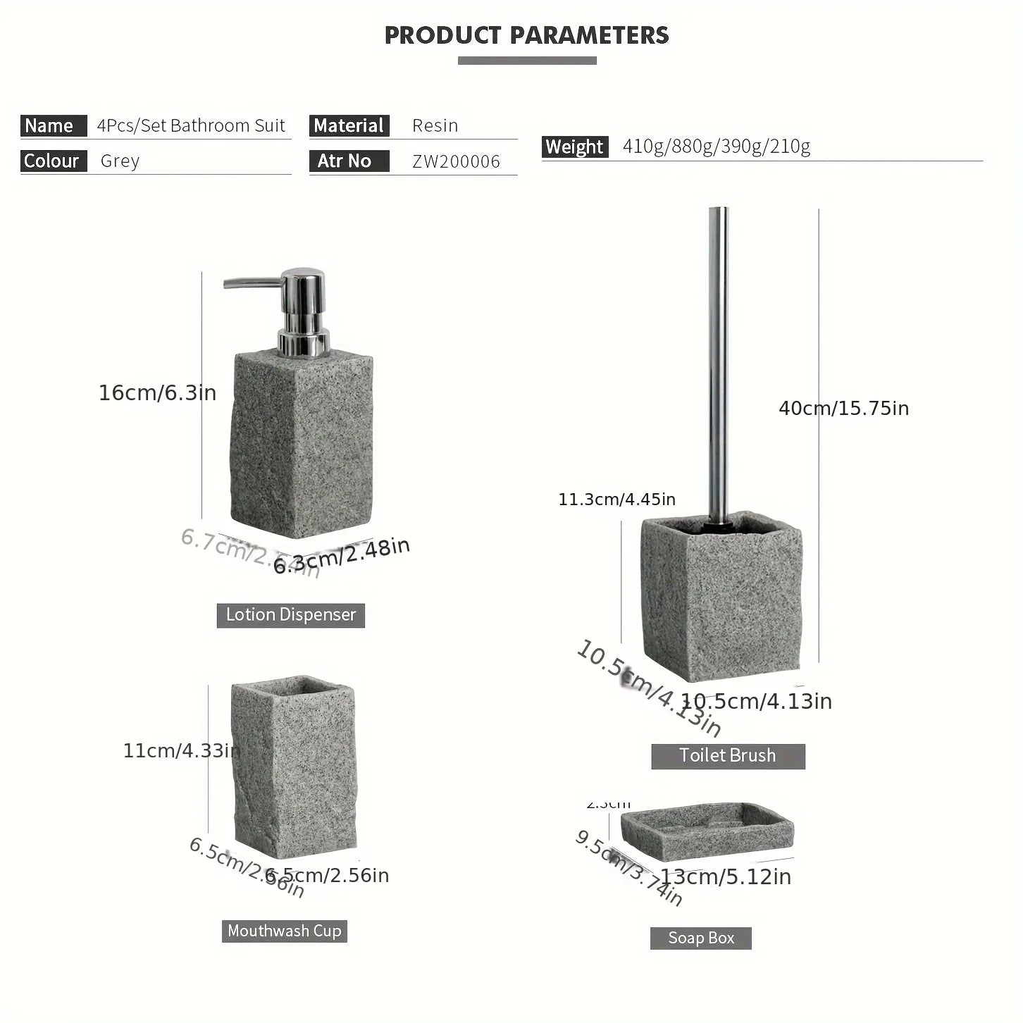 Classic Granite Rock Effect Bathroom Set - House Of Avana