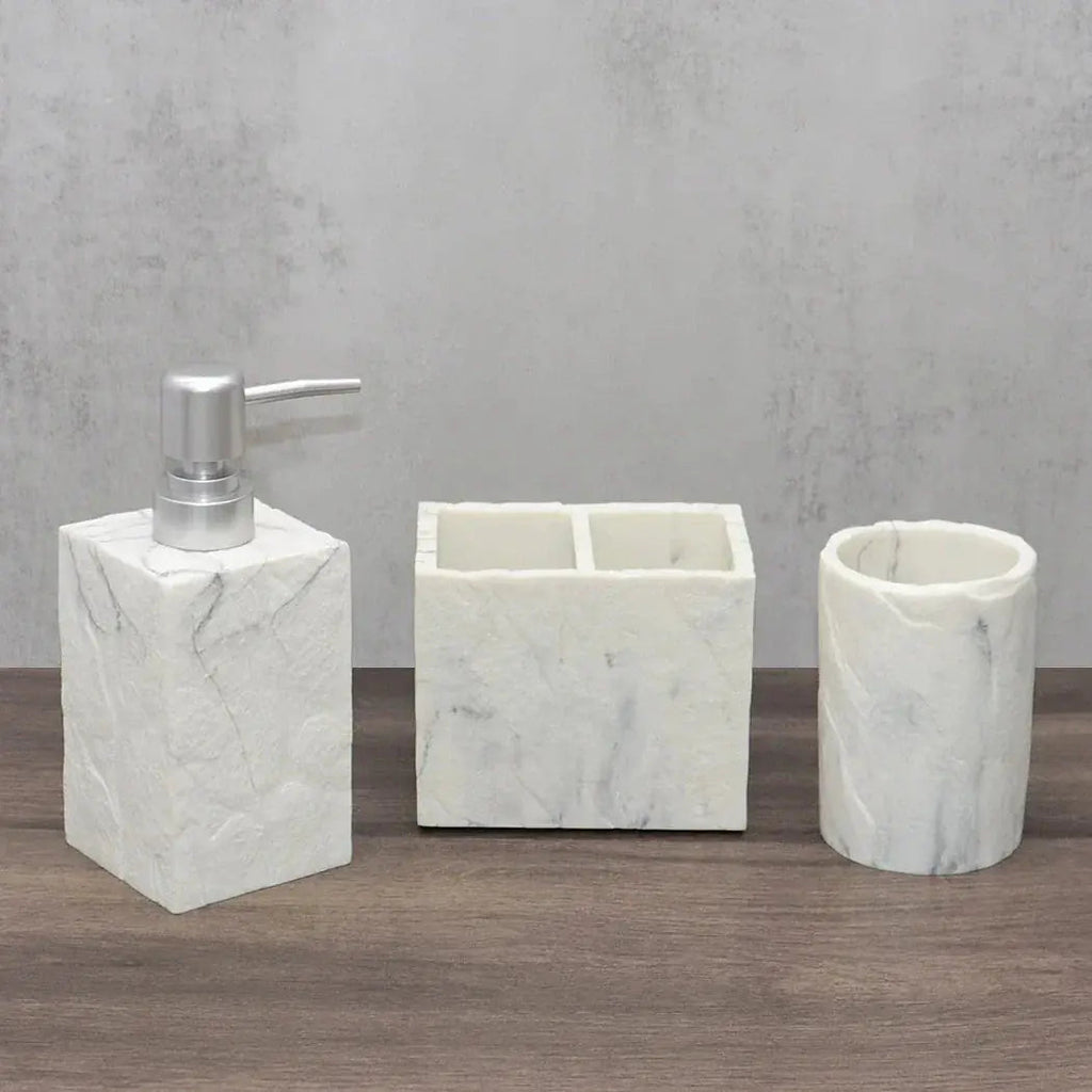 Beige Stone Bathroom Essentials, Creamy Finish, dimensions view - House Of Avana [[SKU:HOA-BAT-405]]