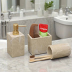 Beige Stone Bathroom Essentials, Creamy Finish, front view - House Of Avana [[SKU:HOA-BAT-405]]