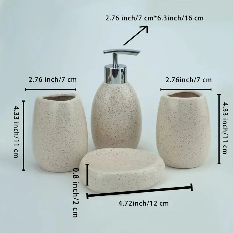 Christmas Gift Set, S Ceramic Bathroom Kit: Split Bottle, Toothbrush Holder, Soap Dish, and Washing... - House Of Avana [[SKU:HOA-TWL-401]]