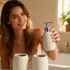 Christmas Gift Set, S Ceramic Bathroom Kit: Split Bottle, Toothbrush Holder, Soap Dish, and Washing... - House Of Avana [[SKU:HOA-TWL-401]]