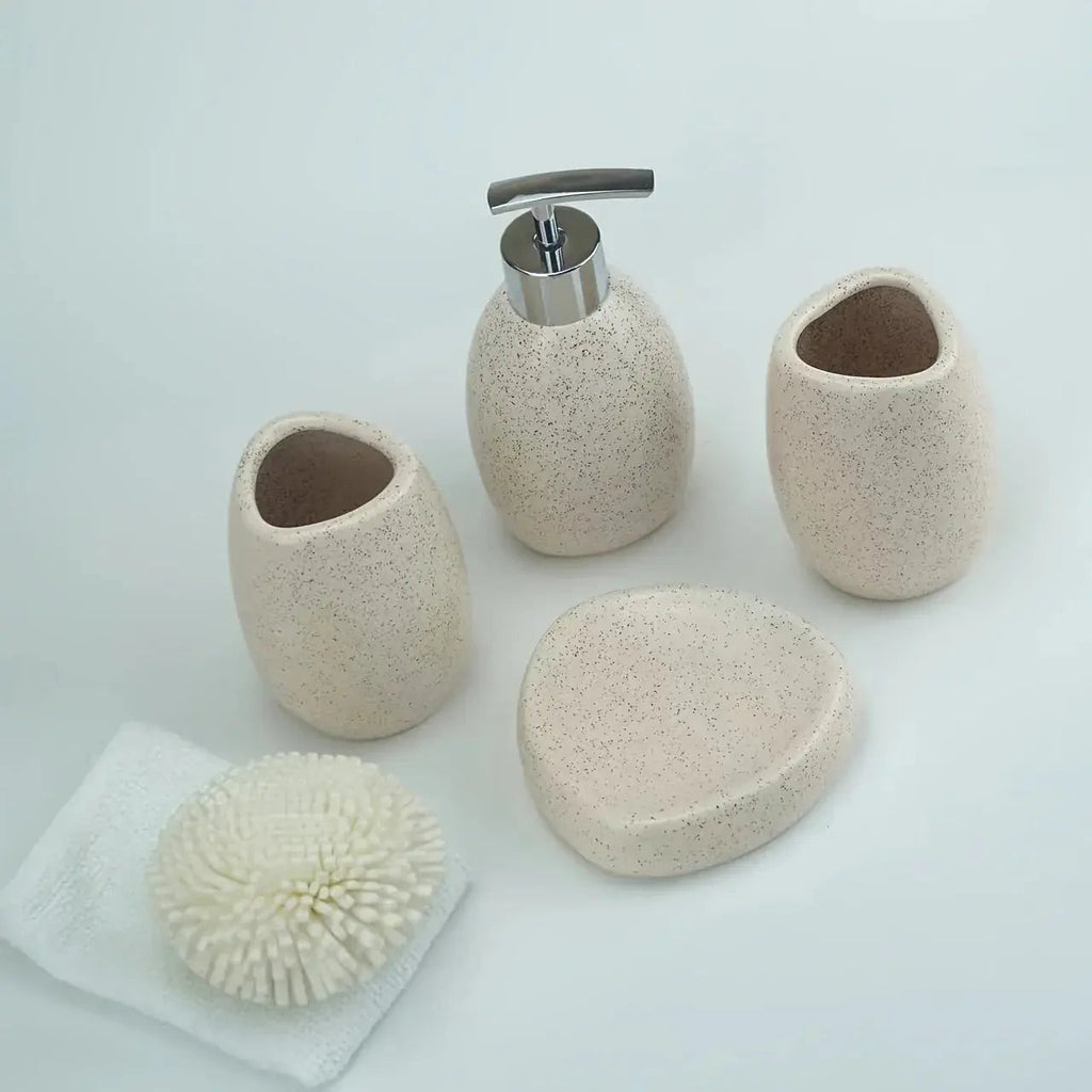 Christmas Gift Set, S Ceramic Bathroom Kit: Split Bottle, Toothbrush Holder, Soap Dish, and Washing... - House Of Avana [[SKU:HOA-TWL-401]]