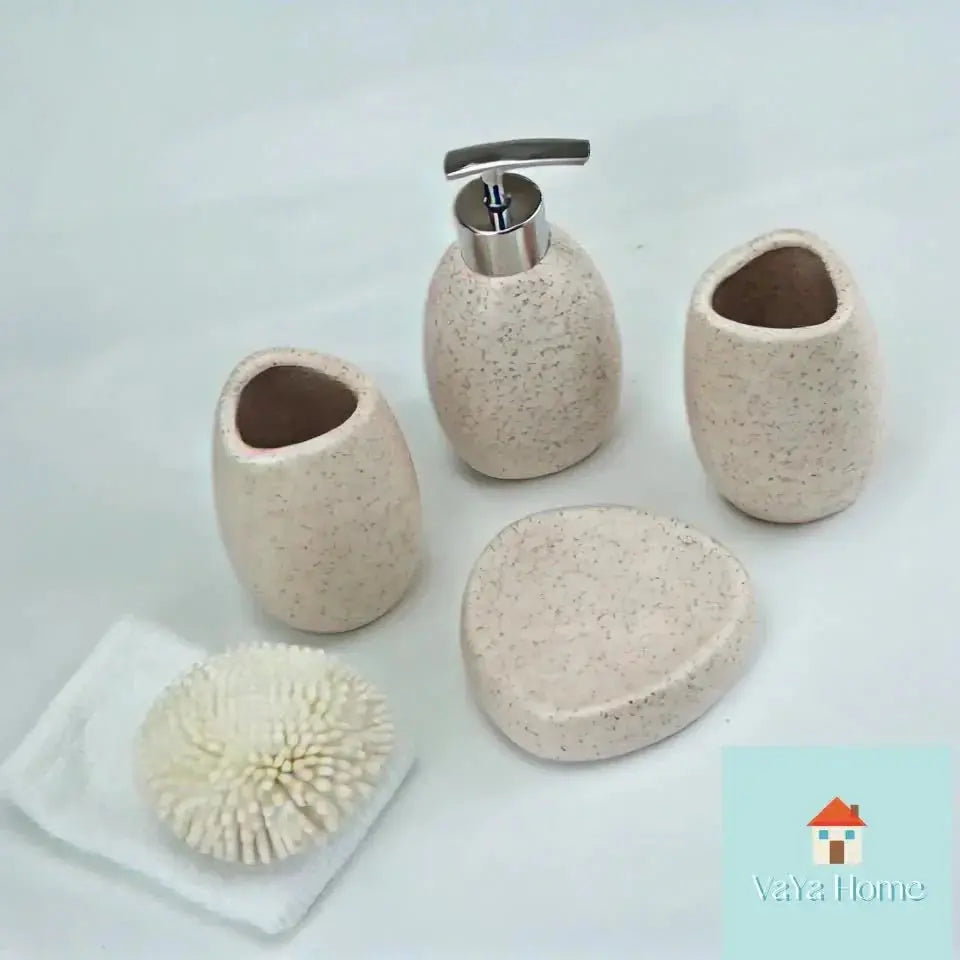 Christmas Gift Set, S Ceramic Bathroom Kit: Split Bottle, Toothbrush Holder, Soap Dish, and Washing... - House Of Avana [[SKU:HOA-TWL-401]]