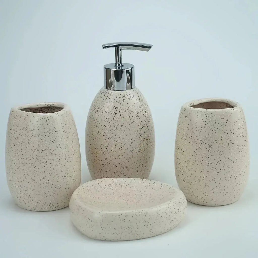 Christmas Gift Set, S Ceramic Bathroom Kit: Split Bottle, Toothbrush Holder, Soap Dish, and Washing... - House Of Avana [[SKU:HOA-TWL-401-A]]