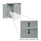 Bathroom Linen Cabinet with Storage Shelf in Grey Wood Finish